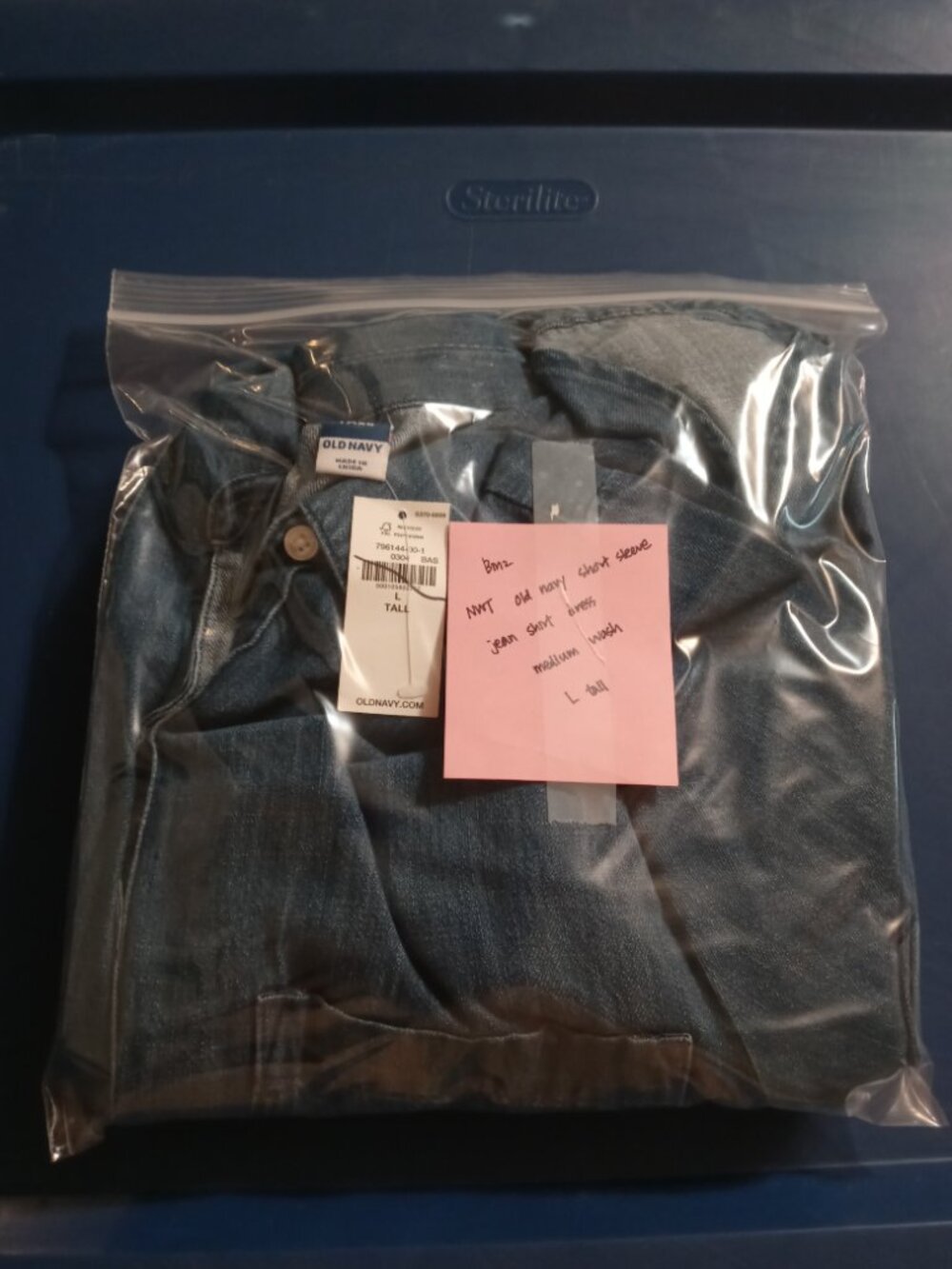 NWT OLD NAVY short sleeve jean shirt dress in medium wash (L tall) - Picture 7 of 7